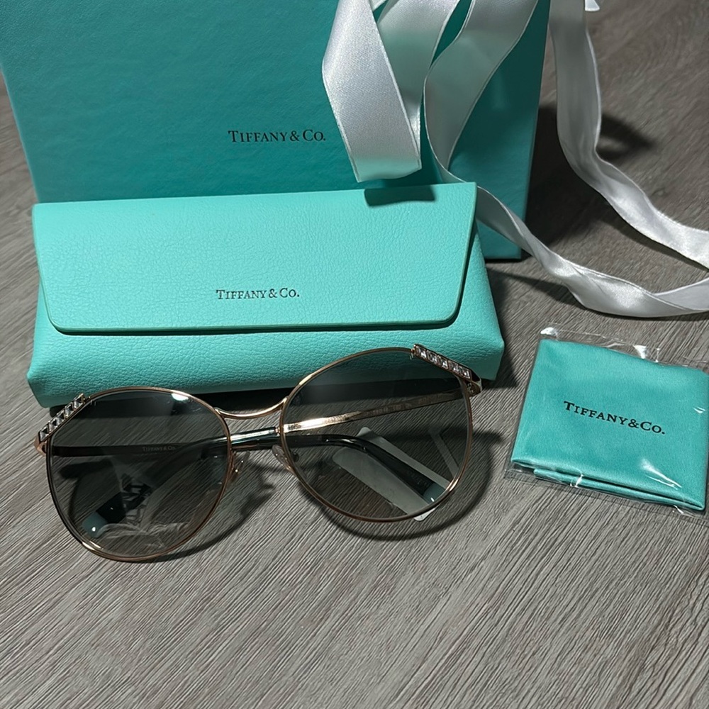 Tiffany & Co. Gold and Tiffany Blue Sunglasses